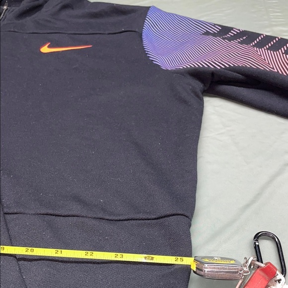 Nike Men's Black Hoodie with Multicolor Sleeve - Picture 3 of 4